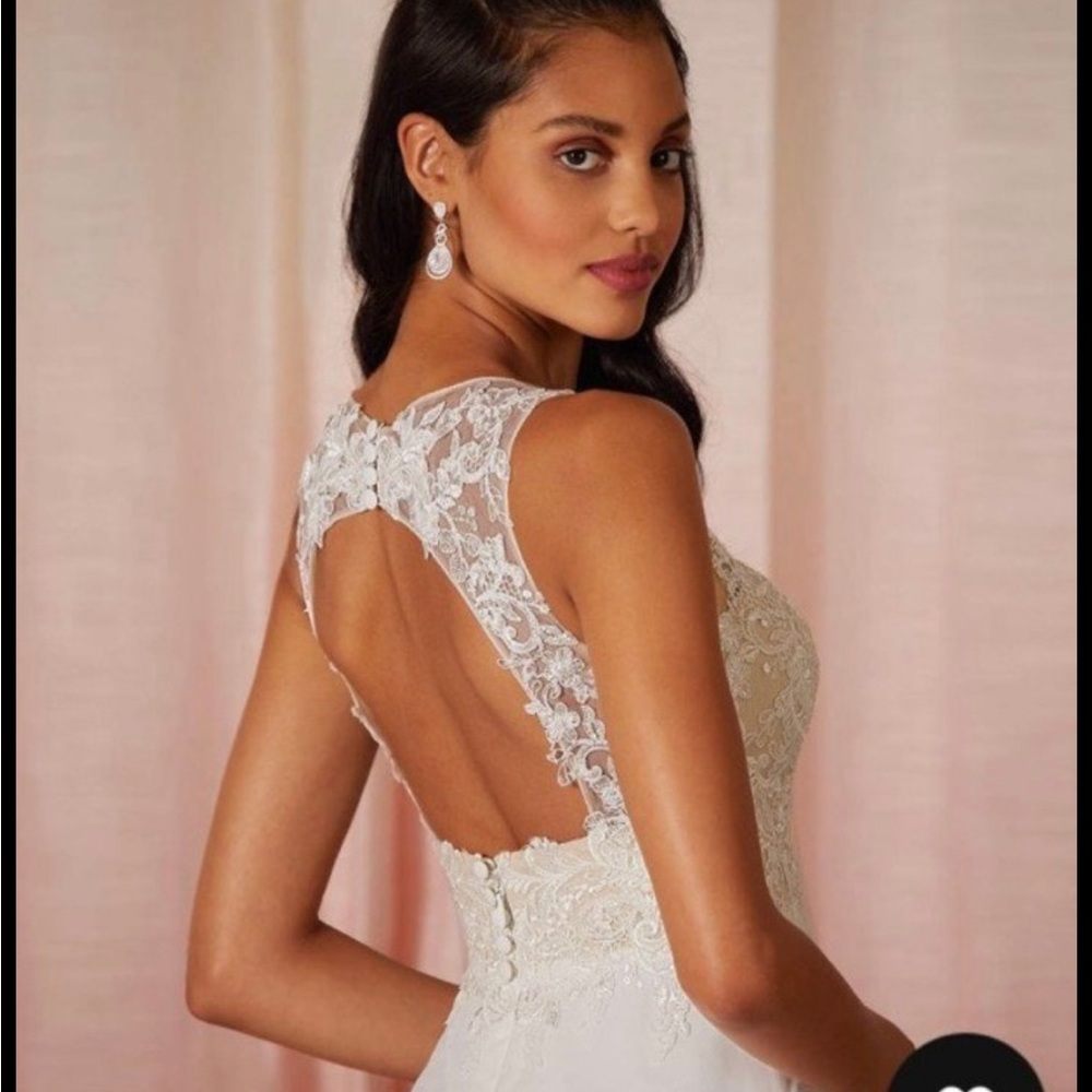 Azazie Ivory Lace Open Back Gown